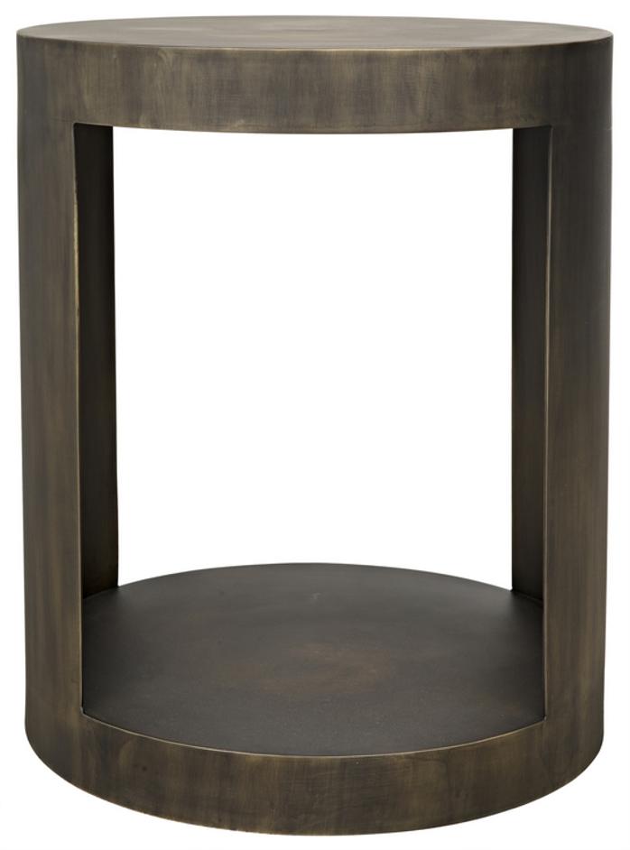 Chrysler Side Table, Steel with Aged Brass Finish by Noir Furniture