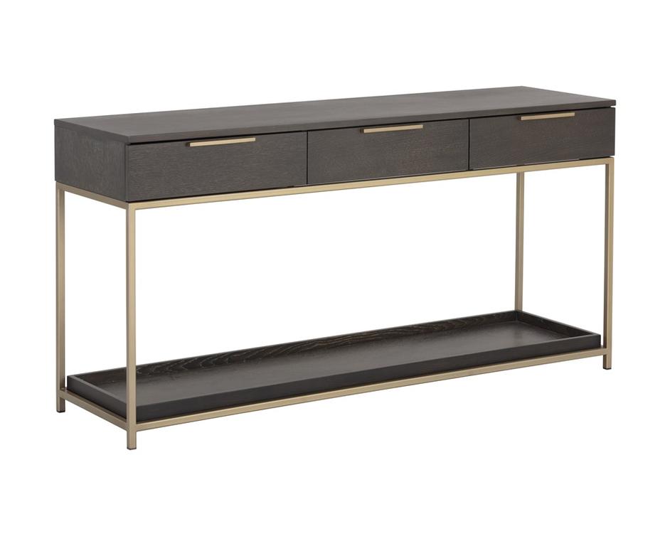 Rebel Console Table With Drawers - Gold - Charcoal Grey by Sunpan