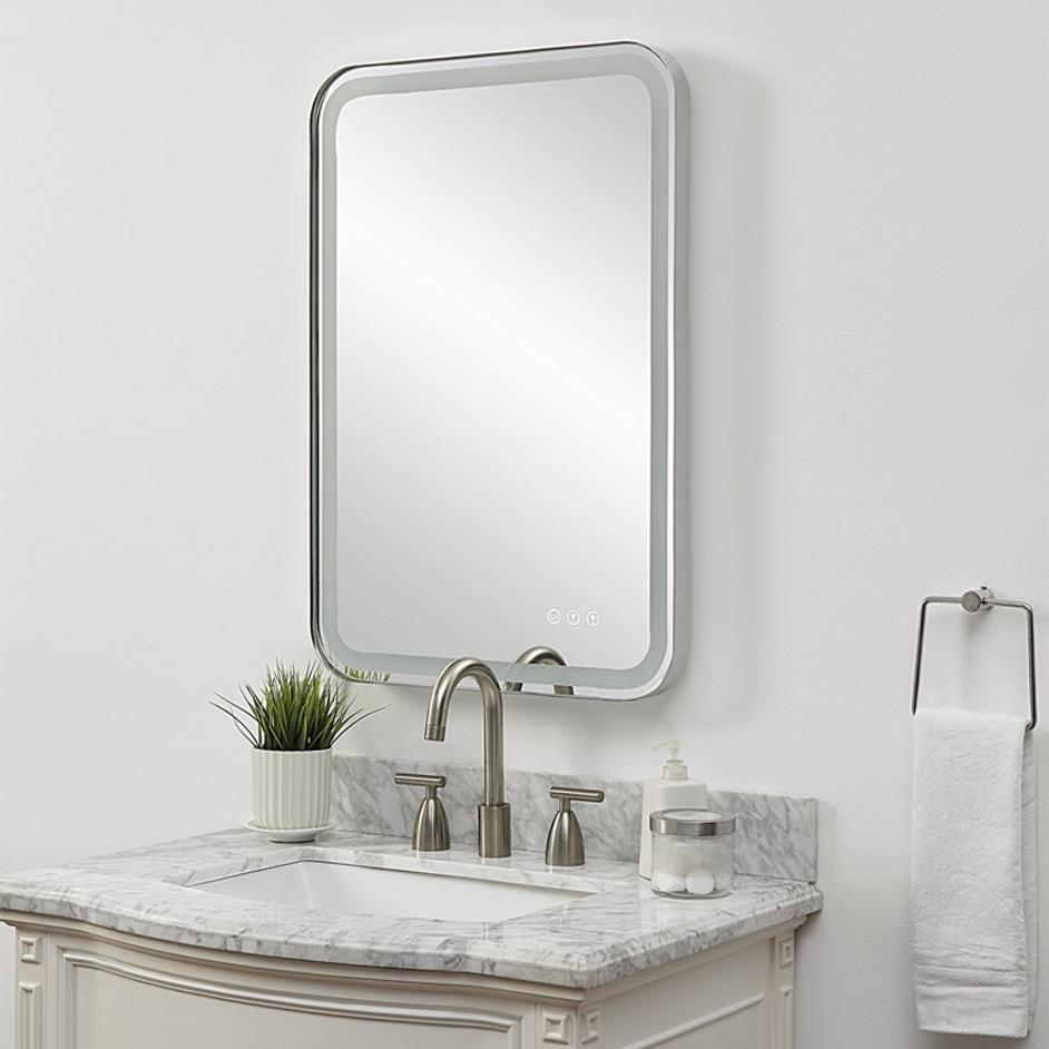 Crofton Lighted Nickel Vanity Mirror by Uttermost