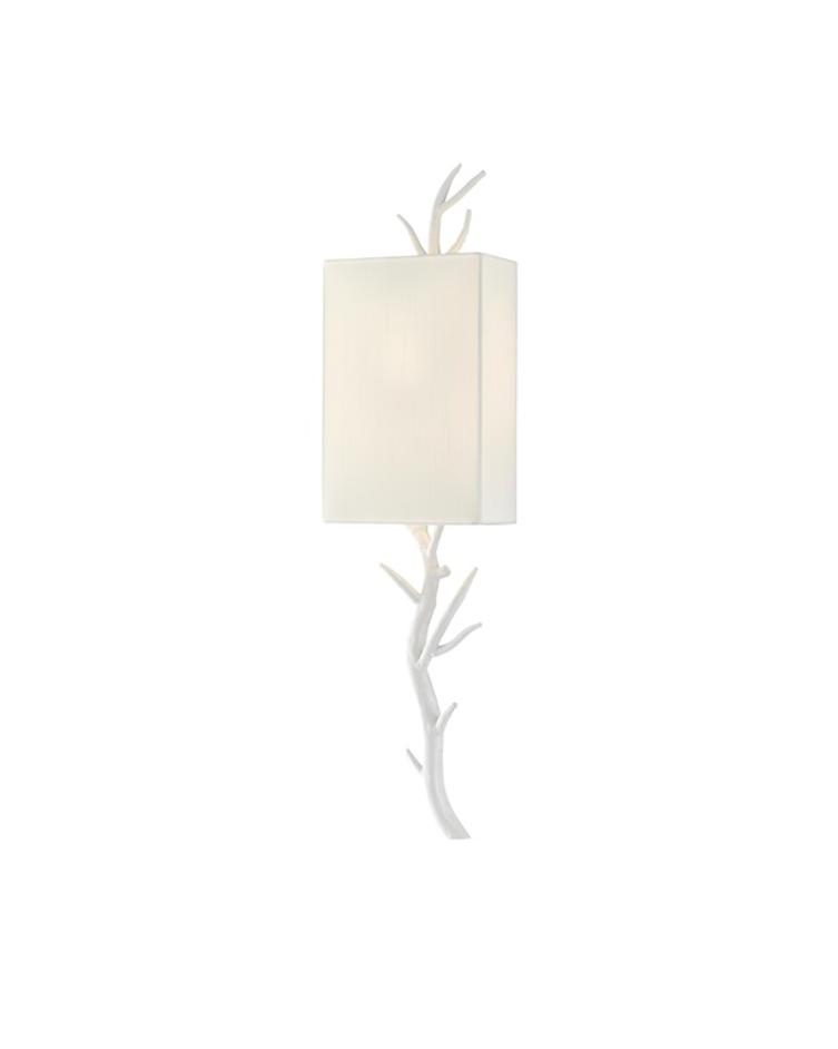 Baneberry Wall Sconce, Right In Gesso White by Currey & Company