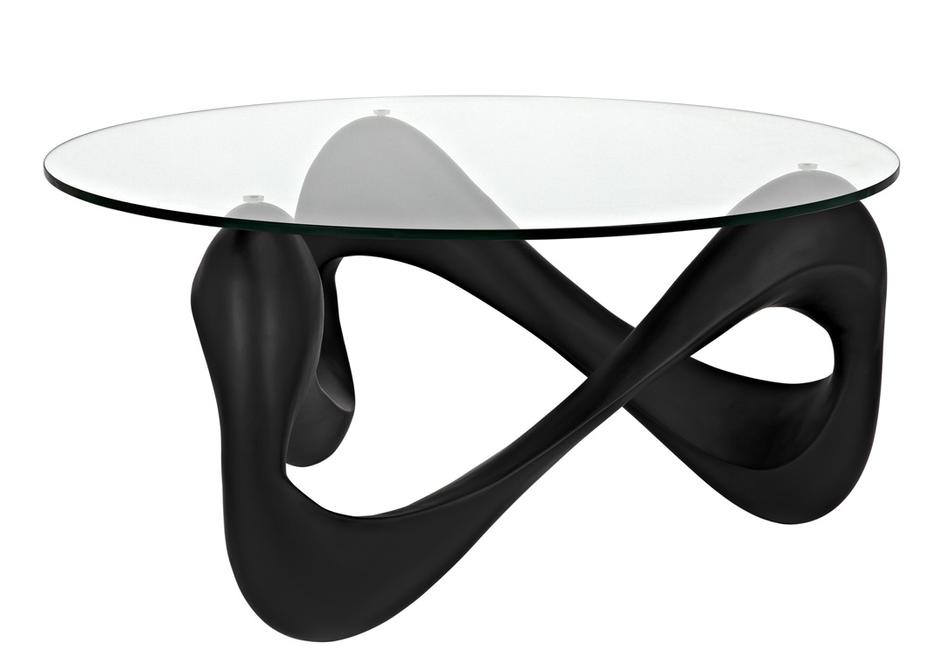 Orion Black Resin and Glass Coffee Table by Noir Furniture