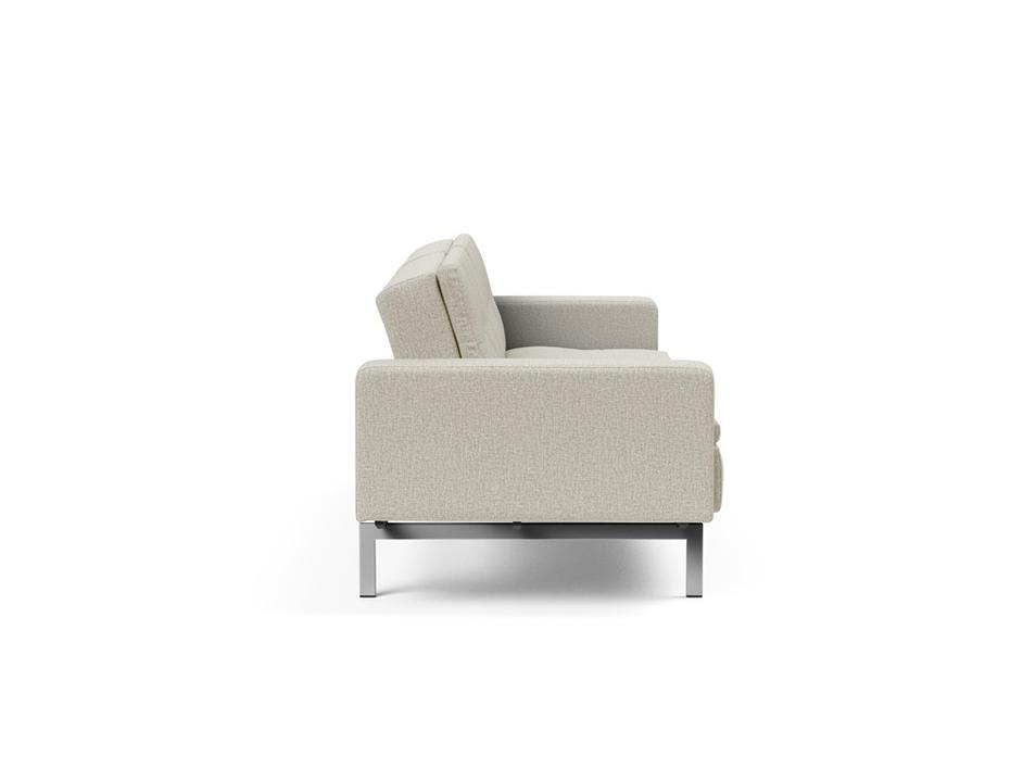 DUBLEXO SLEEPER SOFA W/ARMS in MIXED DANCE NATURAL FABRIC WITH Stainless Steel LEGS 527 by INNOVATION USA