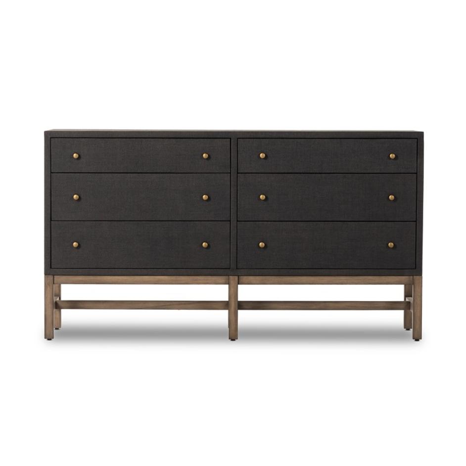 Fiona 6 Drawer Dresser In Black Raffia by FOUR HANDS