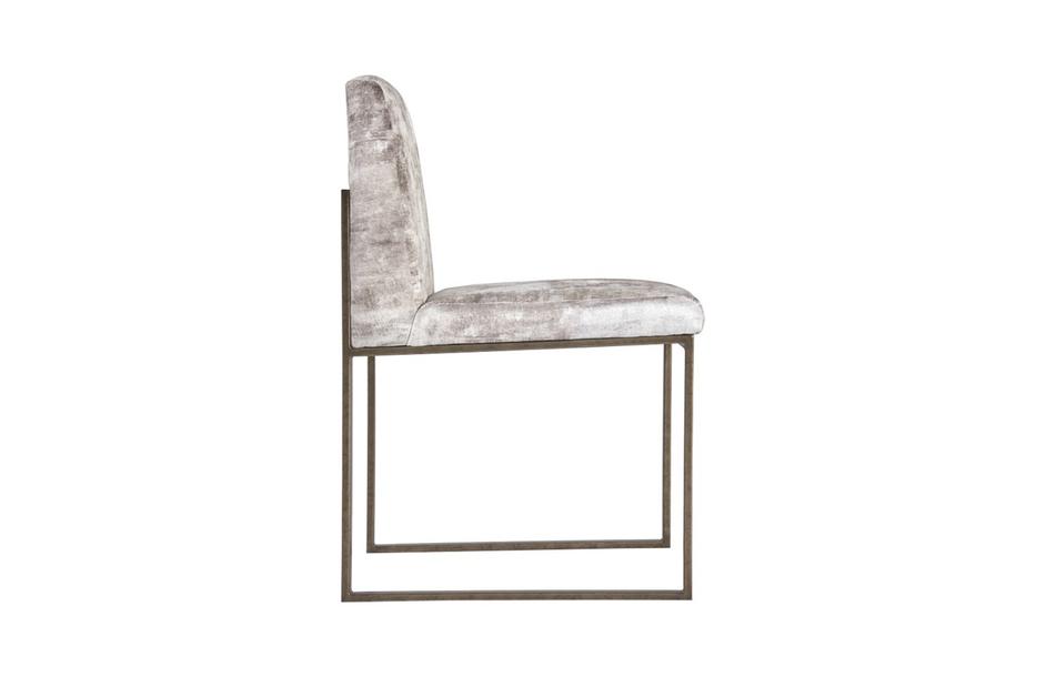 Frozen Dining Chair, Beige Mist Fabric, Antique Brass Metal Frame by PHILLIPS COLLECTION