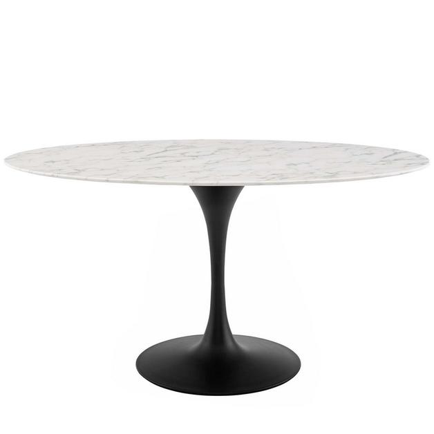 Willow 60 Oval Artificial Marble, Oval Pedestal Table 60