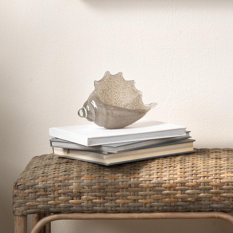 Triton Hand Blown Decorative Glass Shell, Grey by Jamie Young