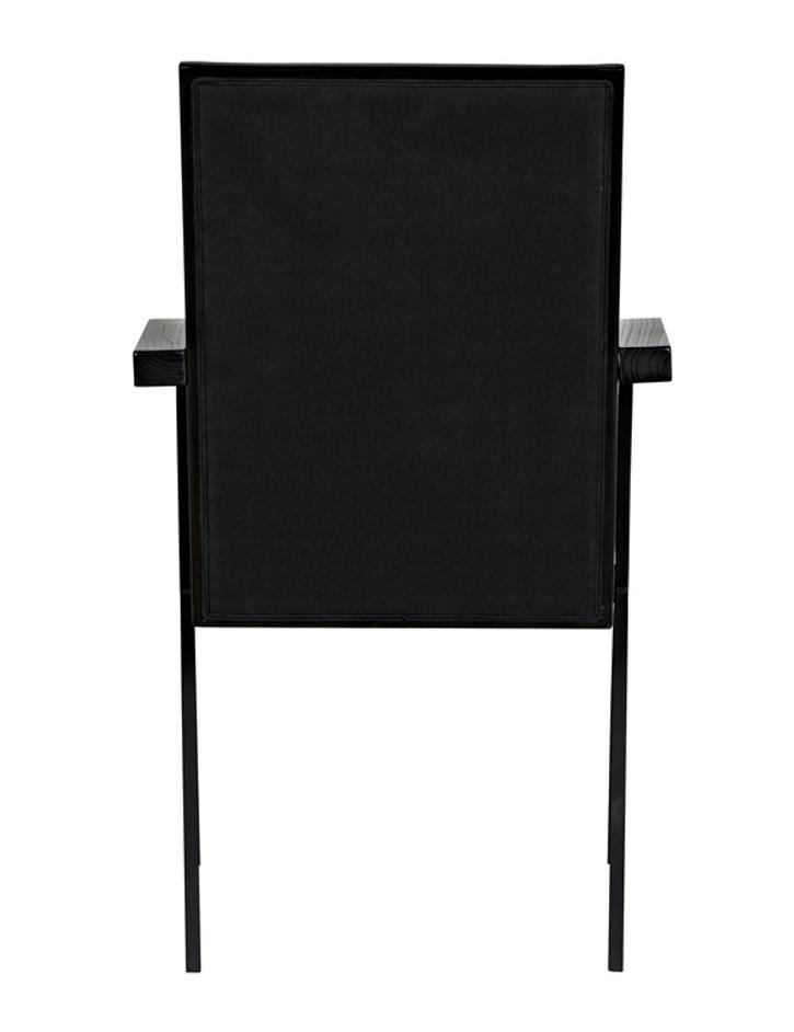 Henderson Sungkai/Mindi and Industrial Steel Chair in Charcoal Black with Black Cotton Fabric by Noir Furniture