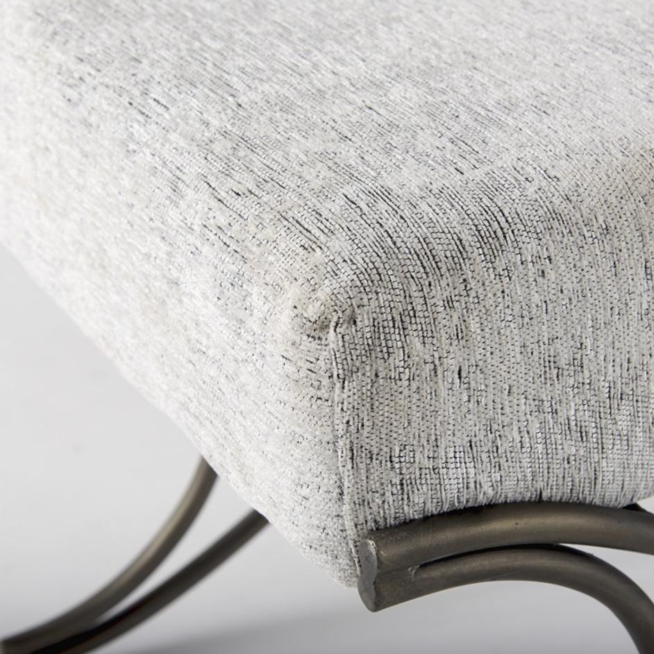 Ayla 55L x 17.6W x 18H Dark Gray Fabric Seat W/ Dark Nickel Metal Frame Bench by Mercana