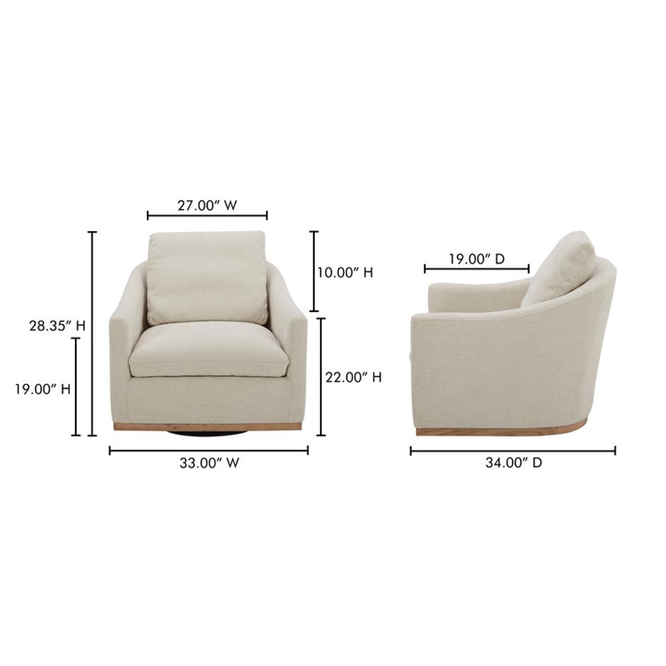 Linden Swivel Chair Soft Beige by Moes Home