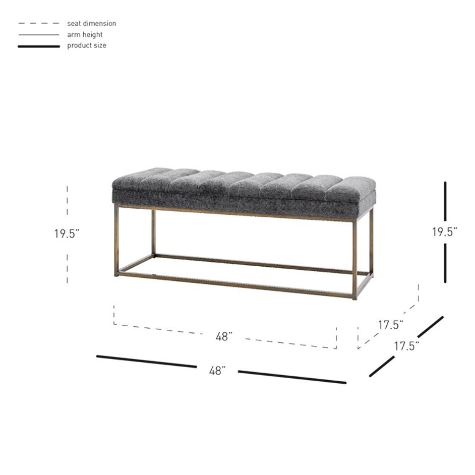 Darius Fabric Bench In Opus Gray by New Pacific Direct