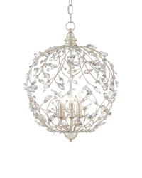 Crystal Bud Silver Orb Chandelier In Silver Granello by Currey & Company