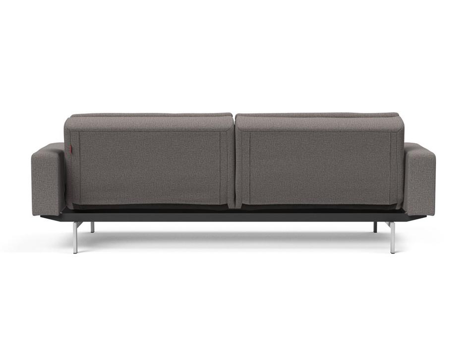 DUBLEXO SLEEPER SOFA W/ARMS in MIXED DANCE GREY FABRIC WITH Stainless Steel LEGS 521 by INNOVATION USA