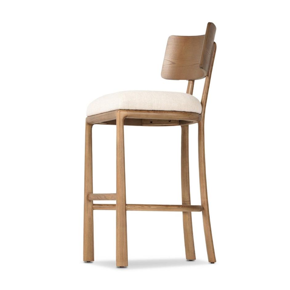 Terrance Bar Stool In Thames Cream And Amber Ash And Amber Ash Veneer by Four Hands