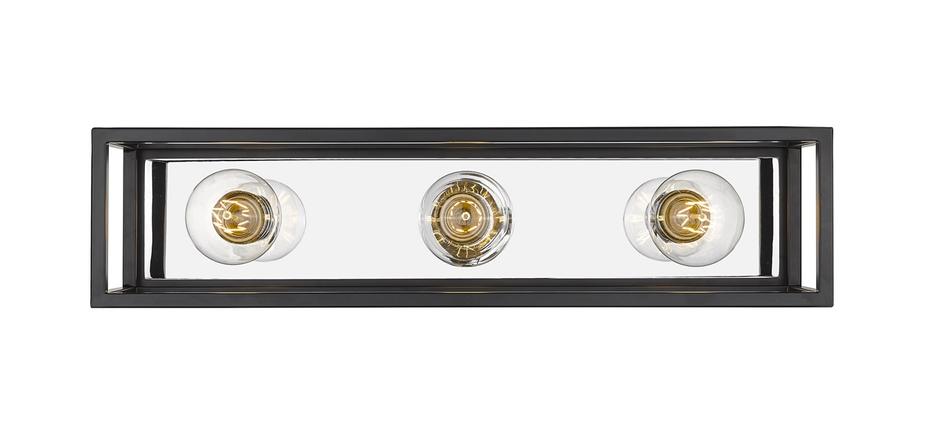 Kube 3 Light Vanity in Matte Black + Chrome Finish by Z-Lite