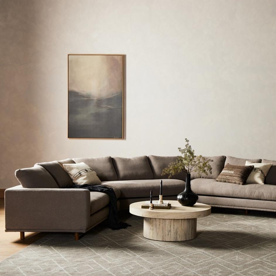 Dom 3 Pc Sectional-Large Wedge In Portland Cobblestone-Distressed Sienna by Four Hands