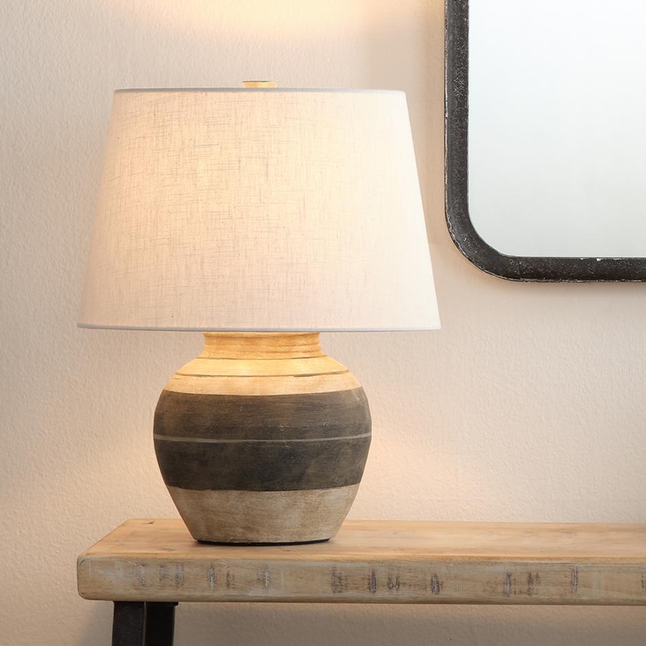 Bernard Ceramic Table Lamp with Linen Shade by Jamie Young
