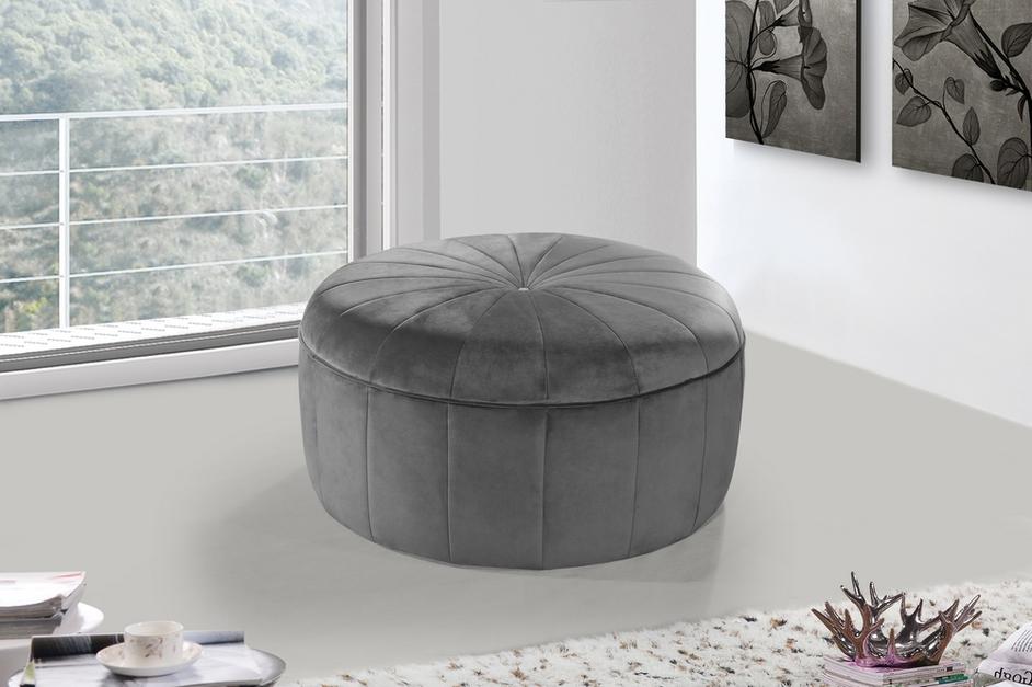 Tammy Ottoman/Bench In Grey Velvet by Meridian Furniture