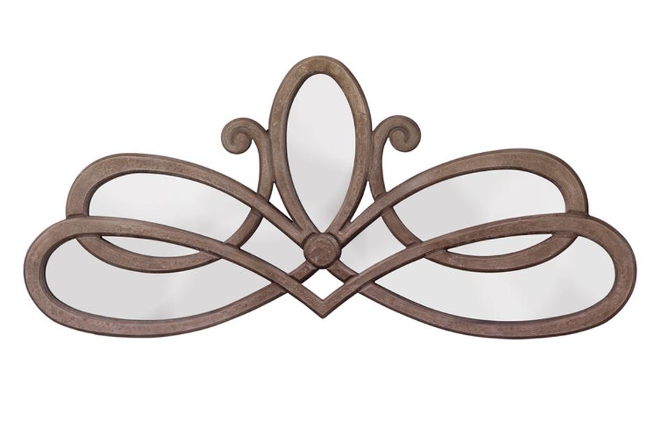 Scroll Wood Wall Mirror, Distressed Grey by Jamie Young