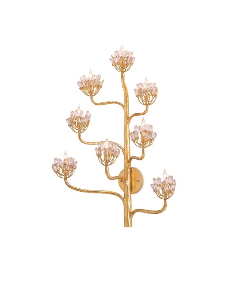 Agave Americana Gold Wall Sconce In Dark Contemporary Gold Leaf by Currey & Company