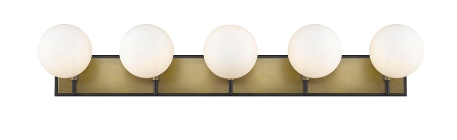 Parsons 5 Light Vanity in Matte Black + Olde Brass Finish by Z-Lite