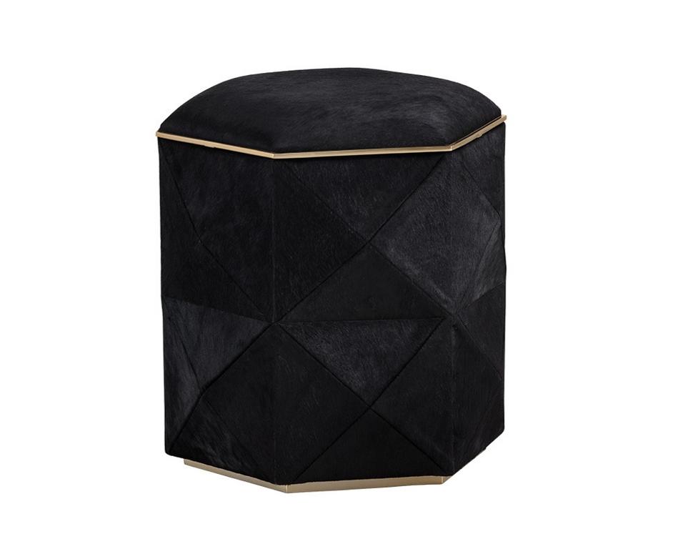 Ashanti Storage Ottoman - Gold - Black by Sunpan