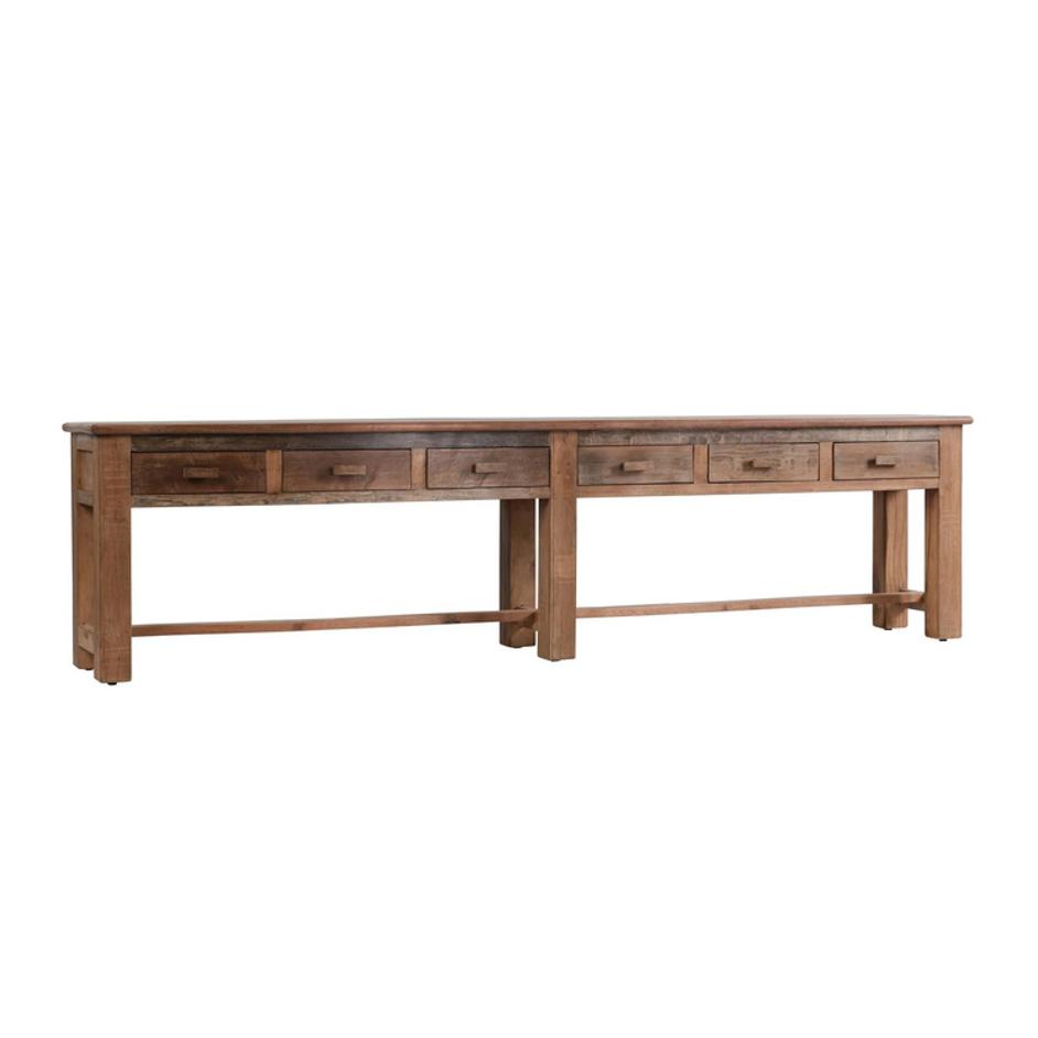 Ezra Reclaimed Wood  6Dwr Console Table by Classic Home