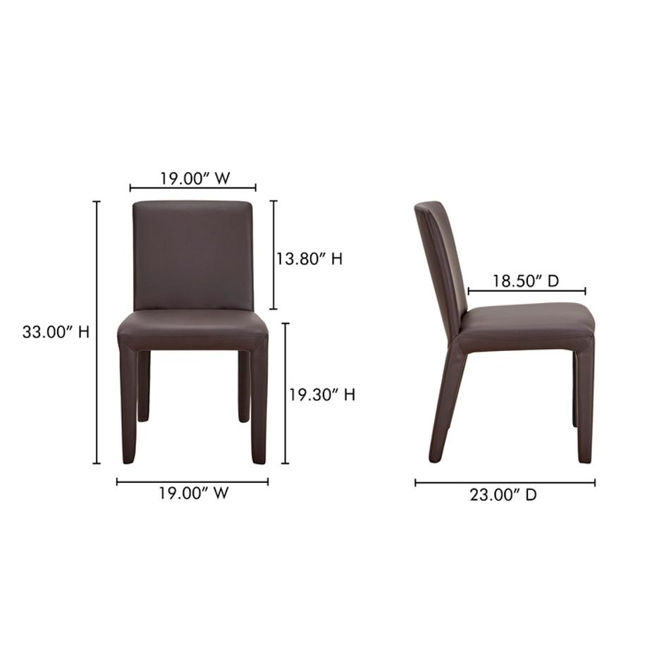 Monte Dining Chair Dark Brown Vegan Leather - Set Of Two by Moes Home