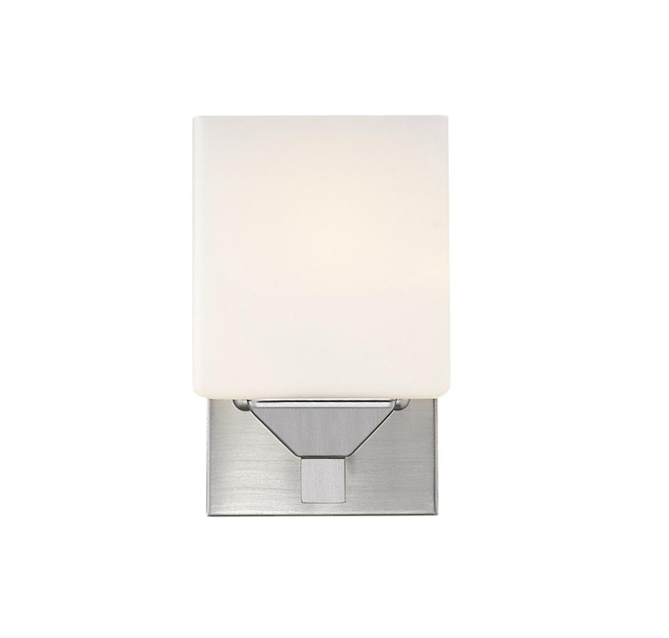 Quube 1 Light Vanity in Brushed Nickel Finish by Z-Lite