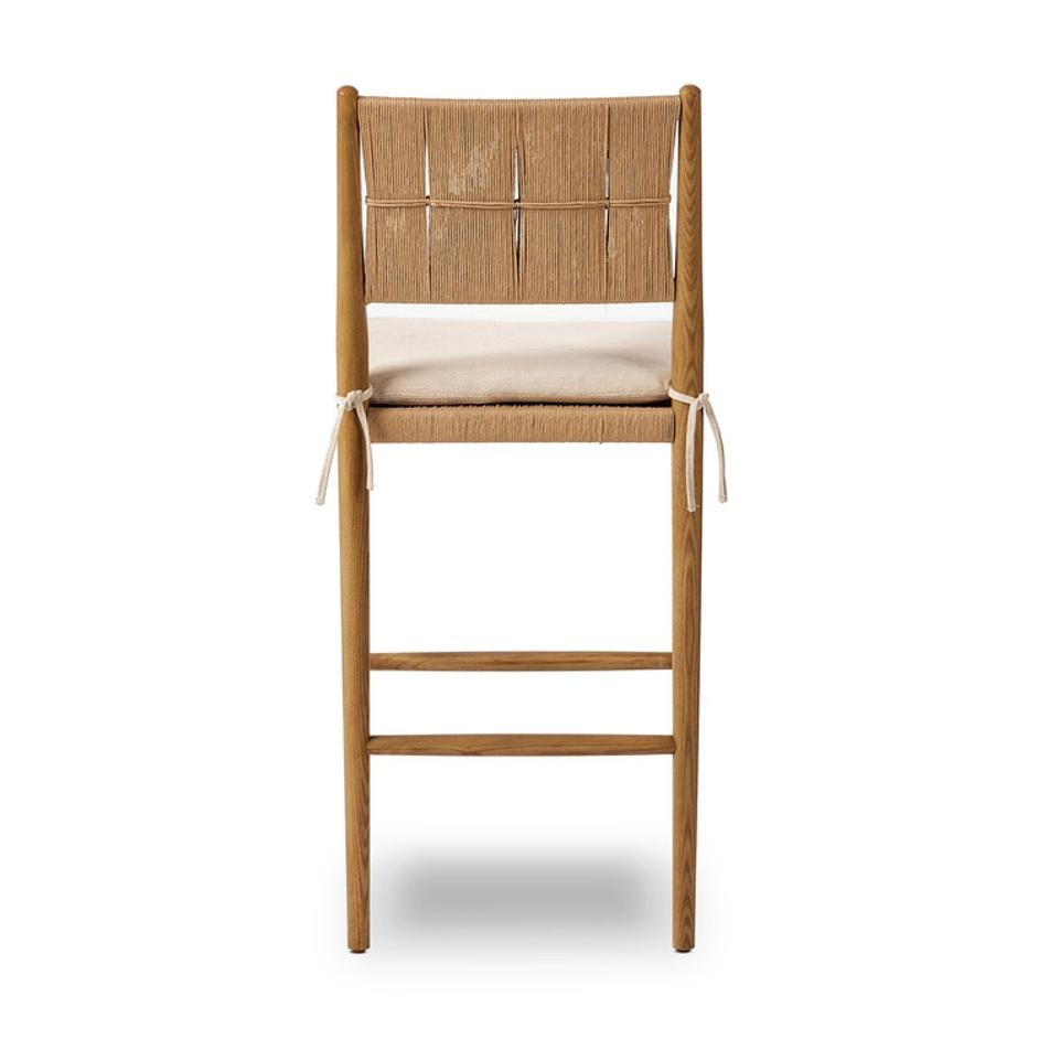 Dara Bar Stool In Broadway Dune And Natural Paper Cord And Toasted Ash by Four Hands