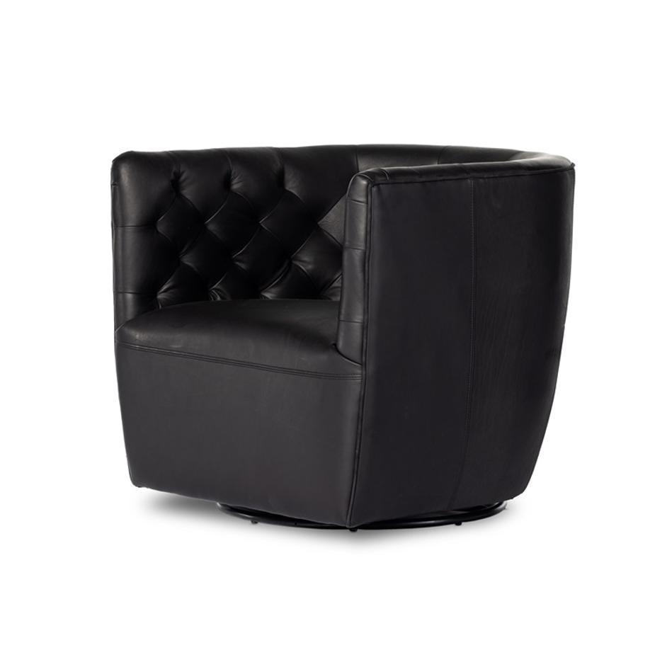 Hanover Swivel Chair In Heirloom Black by FOUR HANDS
