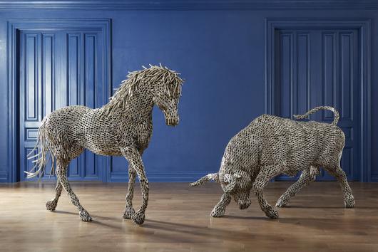 Horse Pipe Sculpture, Walking, Stainless Steel by PHILLIPS COLLECTION