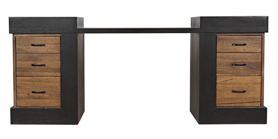 Bentley Dark Walnut and Ebony Executive Desk by Noir Furniture