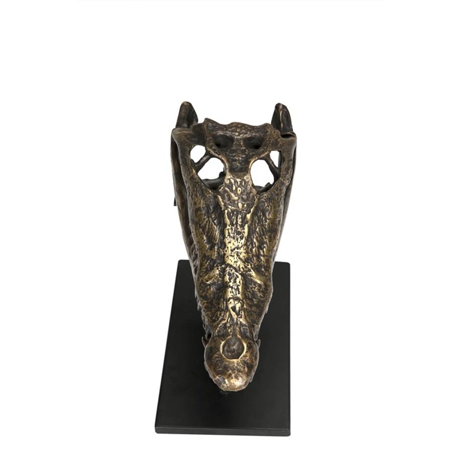 Brass Alligator On Stand, Medium by Noir Furniture