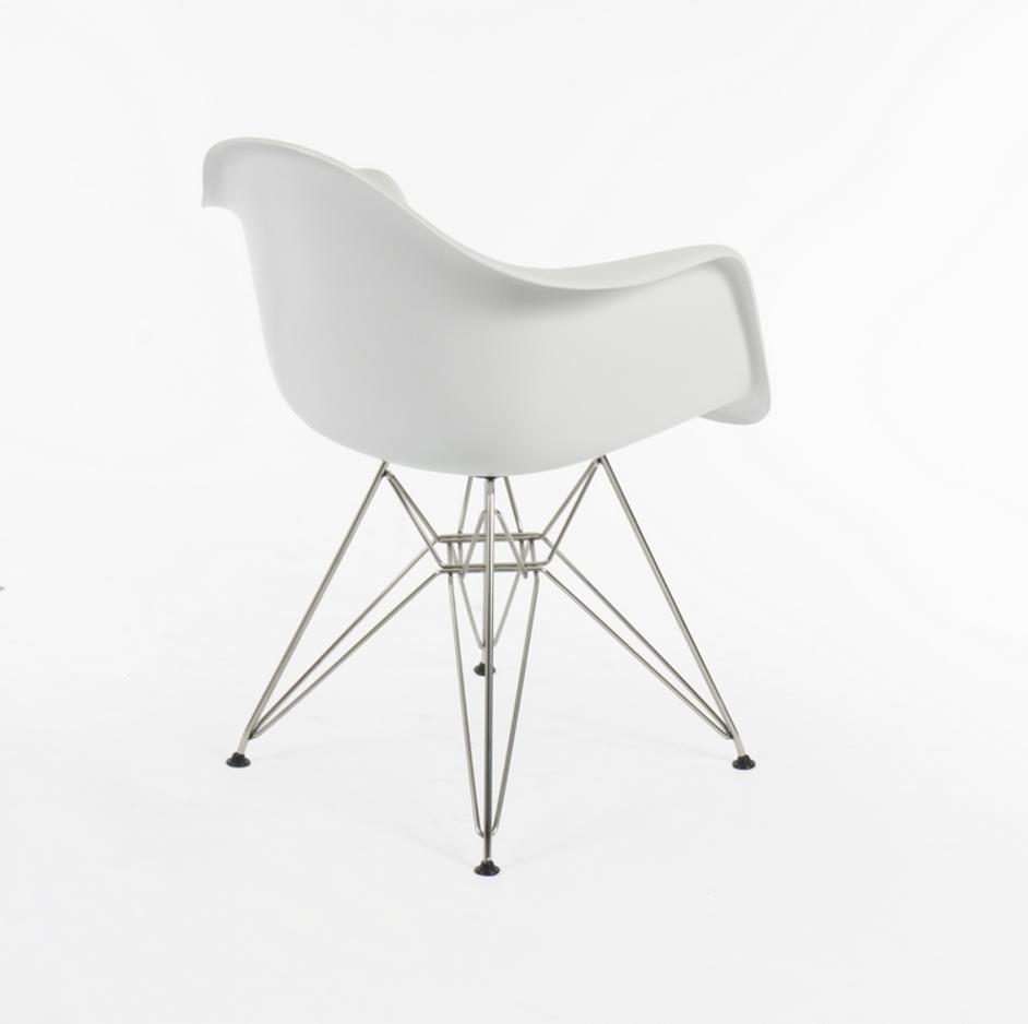 Lorena Fiberglass Arm Chair - White Matte/SS by Aeon Furniture