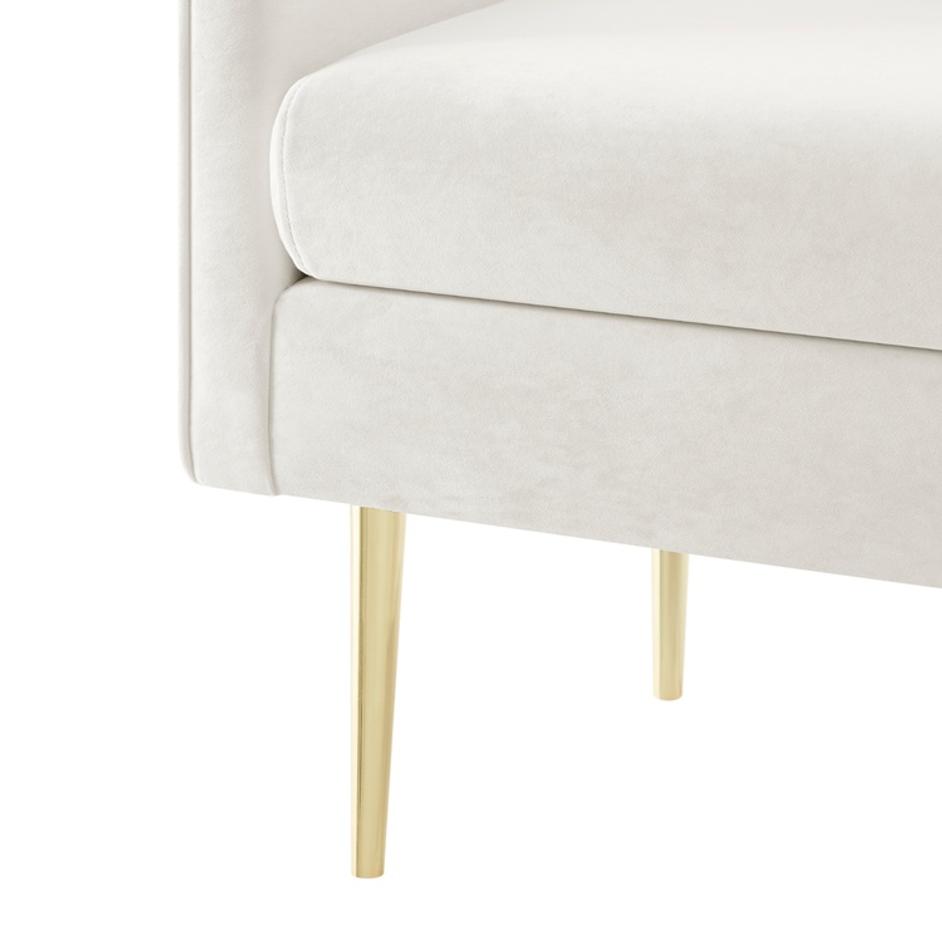 Marsha KD Velvet Bench, Dainty Cream by New Pacific Direct