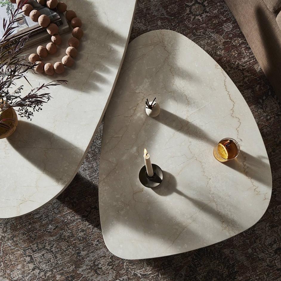 Zion Coffee Table Set - Cream Marble by Four Hands