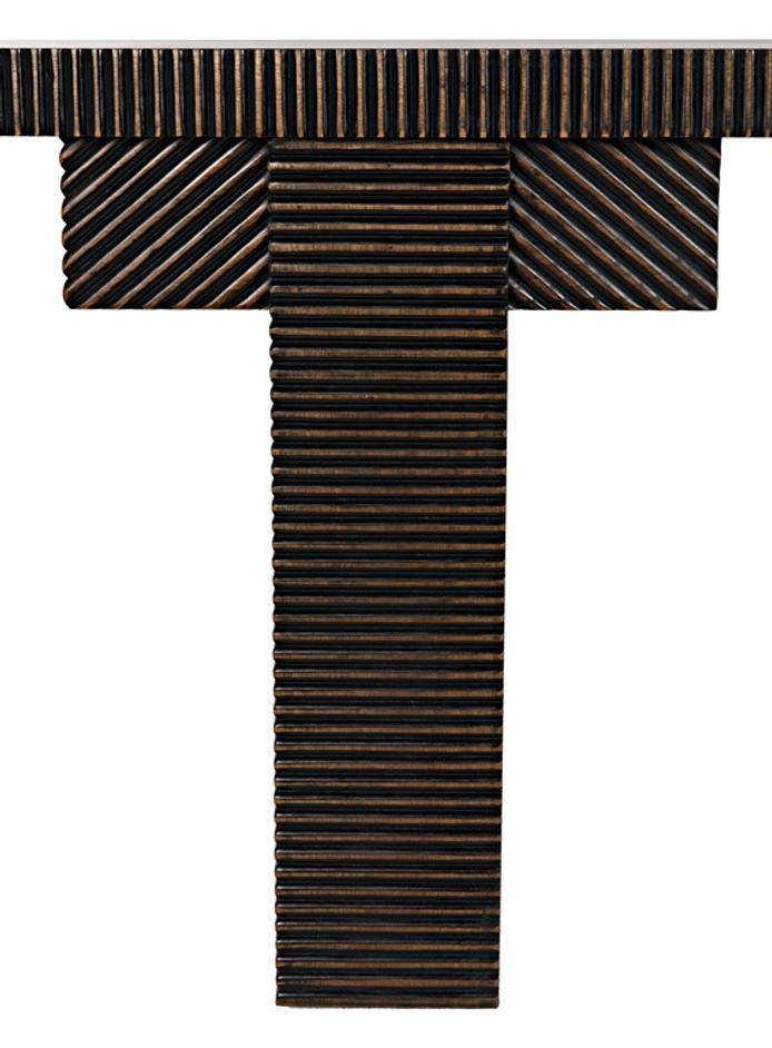 Nabu Mahogany Console in Hand-Rubbed Black with Light Brown Accents by Noir Furniture