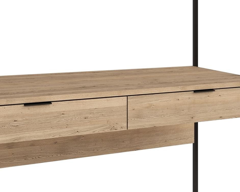 AMBROSE MODULAR WALL DESK - RUSTIC OAK - BLACK by Sunpan