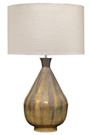 Daybreak Iron Table Lamp with Linen Shade, Grey Enameled by Jamie Young