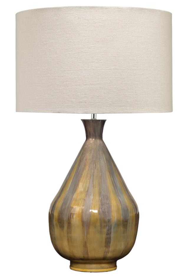 Daybreak Iron Table Lamp with Linen Shade, Grey Enameled by Jamie Young