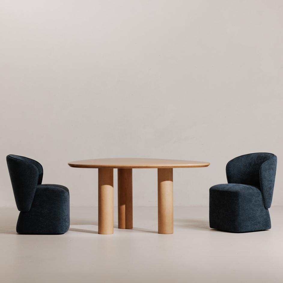 Larson Rolling Dining Chair Navy Blue by Moes Home