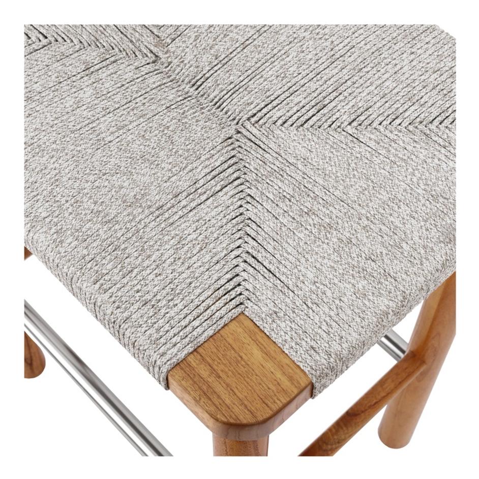 Elio Wood Counter Stool w/ Rope, Natural/Sand Lace by New Pacific Direct