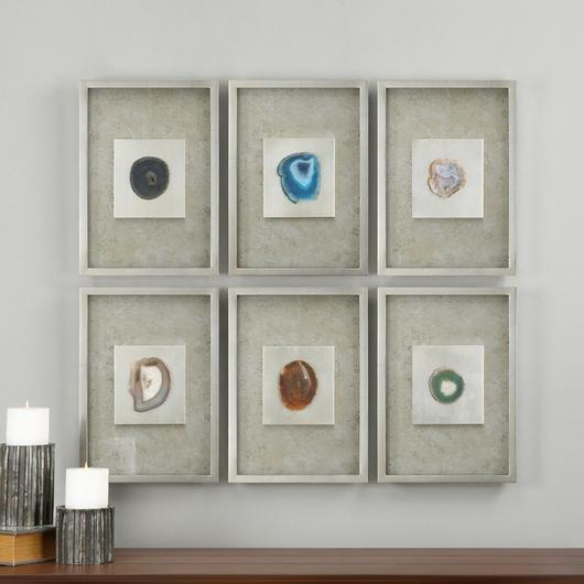 Agate Stone Silver Wall Art S/6 by Uttermost