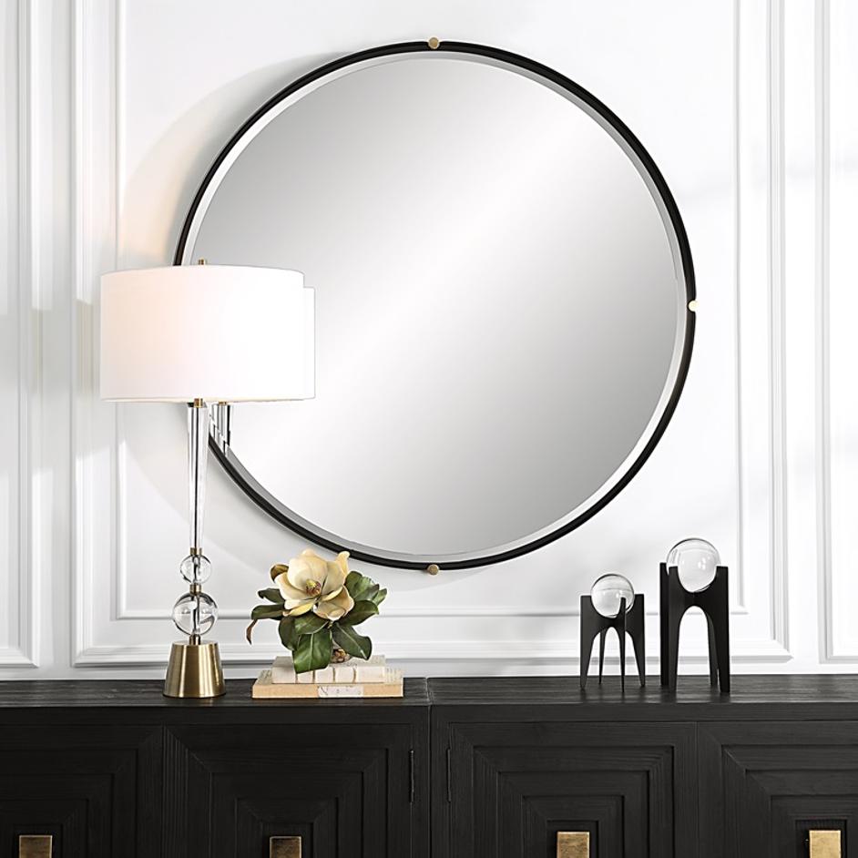Bonded Round Black Mirror by Uttermost