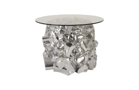 Cairn Side Table, Resin, Silver Leaf by PHILLIPS COLLECTION