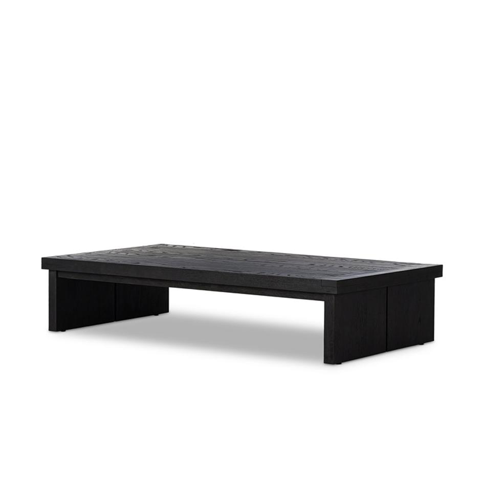 Warby Coffee Table in Worn Black Oak by FOUR HANDS