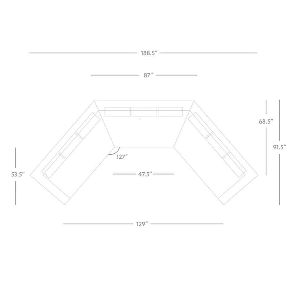 Dom 3 Pc Sectional-Large Wedge In Portland Cobblestone-Distressed Sienna by Four Hands