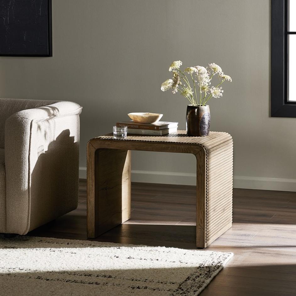 Leo End Table in Rustic Grey by FOUR HANDS