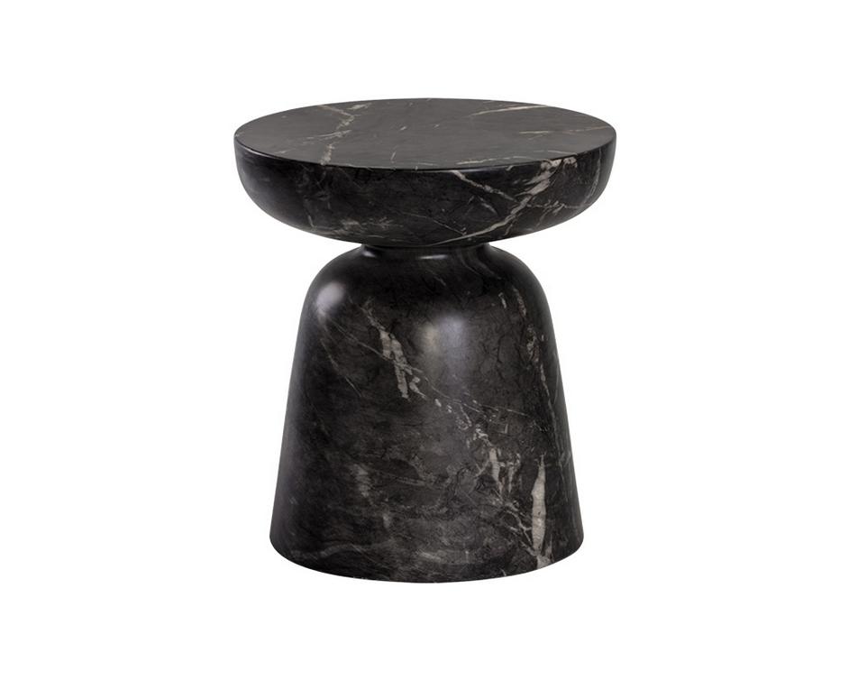 Lucida End Table - Marble Look - Black by Sunpan