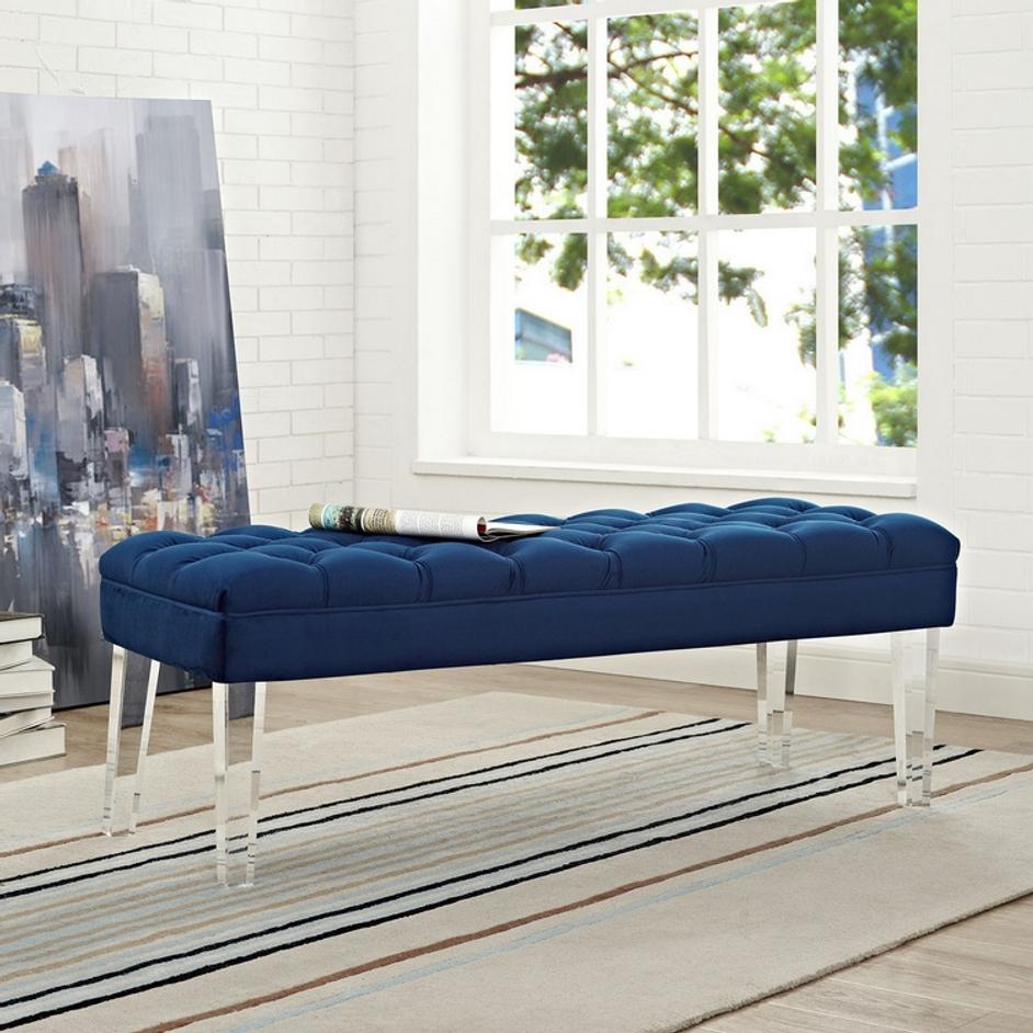 Percival Performance Velvet Bench In Navy by Modway Furniture